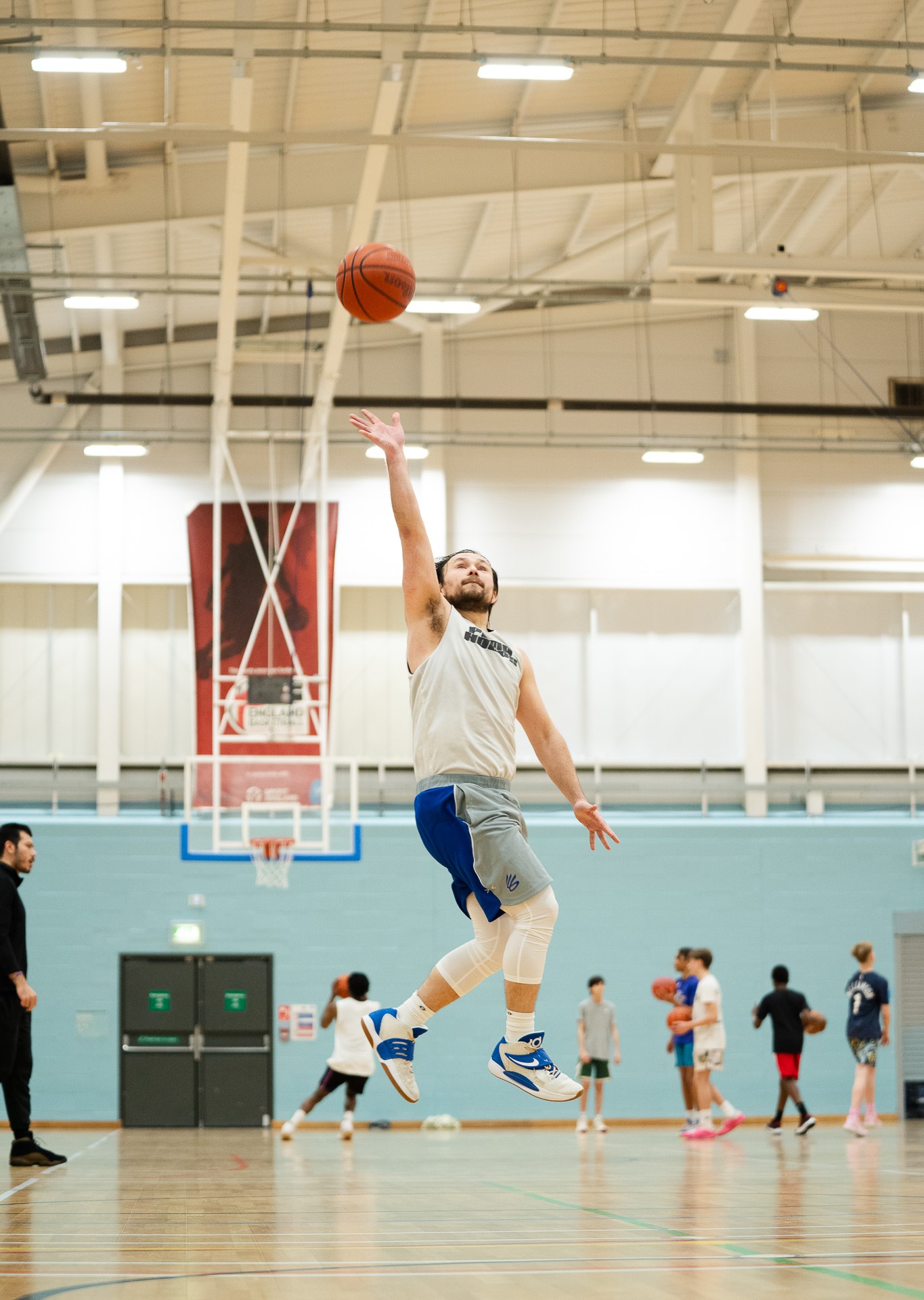 Pedro shooting a high floater.